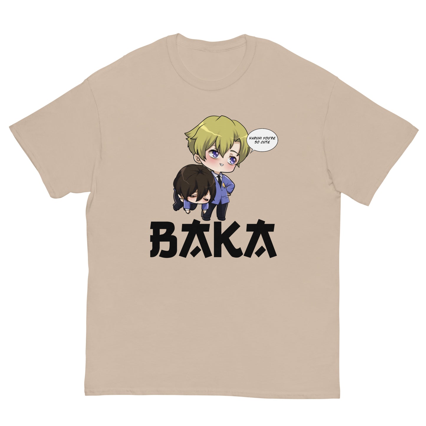 Tamaki X Haruhi Valentine's Day Men's T-Shirt (Black Letters)