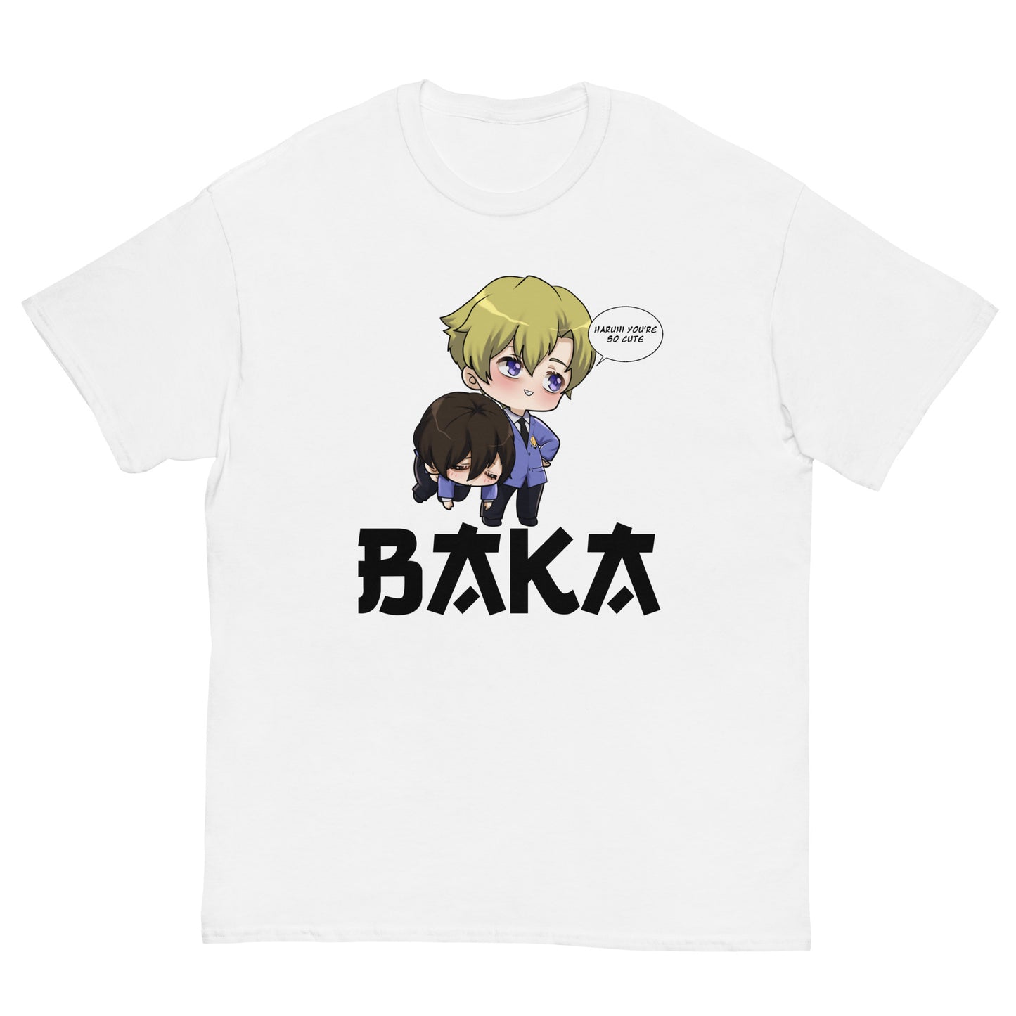Tamaki X Haruhi Valentine's Day Men's T-Shirt (Black Letters)