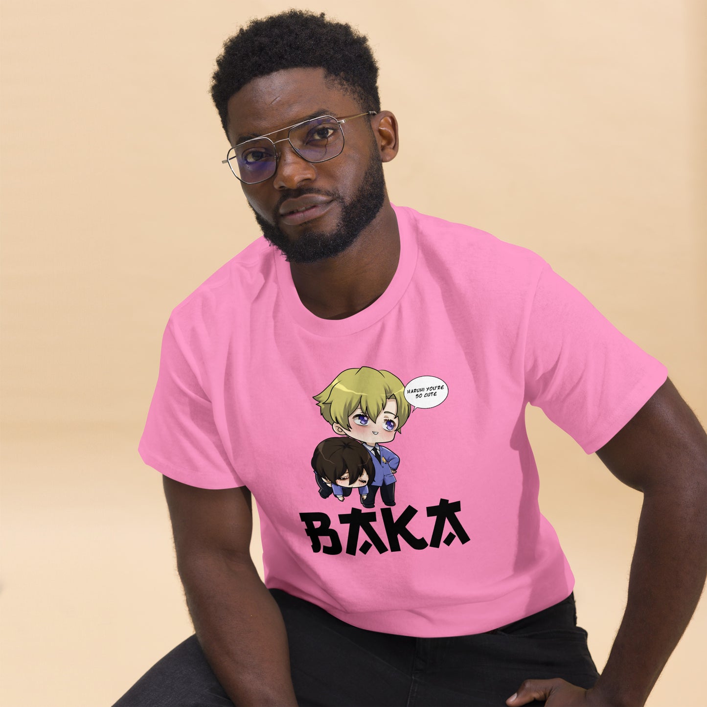 Tamaki X Haruhi Valentine's Day Men's T-Shirt (Black Letters)